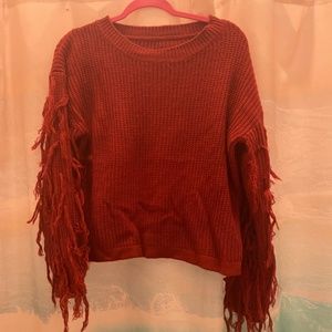 Burnt orange thin fringe sweater M